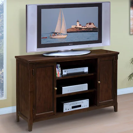 60" Door TV Stand with Open Center Shelves